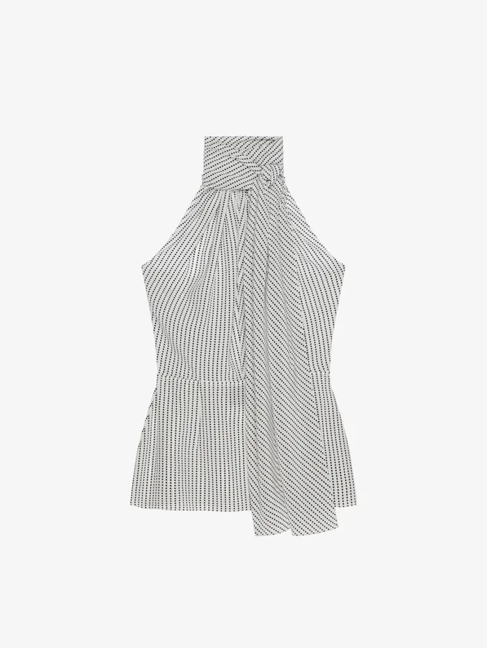 Givenchy Polka Dots Top In Silk With Lavallire Ecrublack Women Tops and Shirts