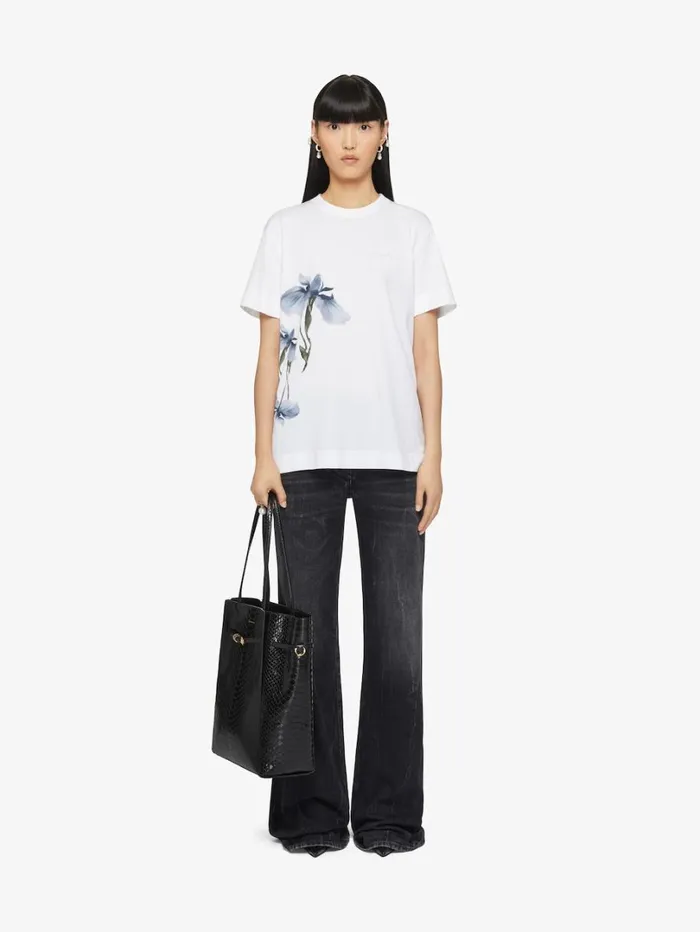 Givenchy Printed Tshirt In Cotton White Women TShirts