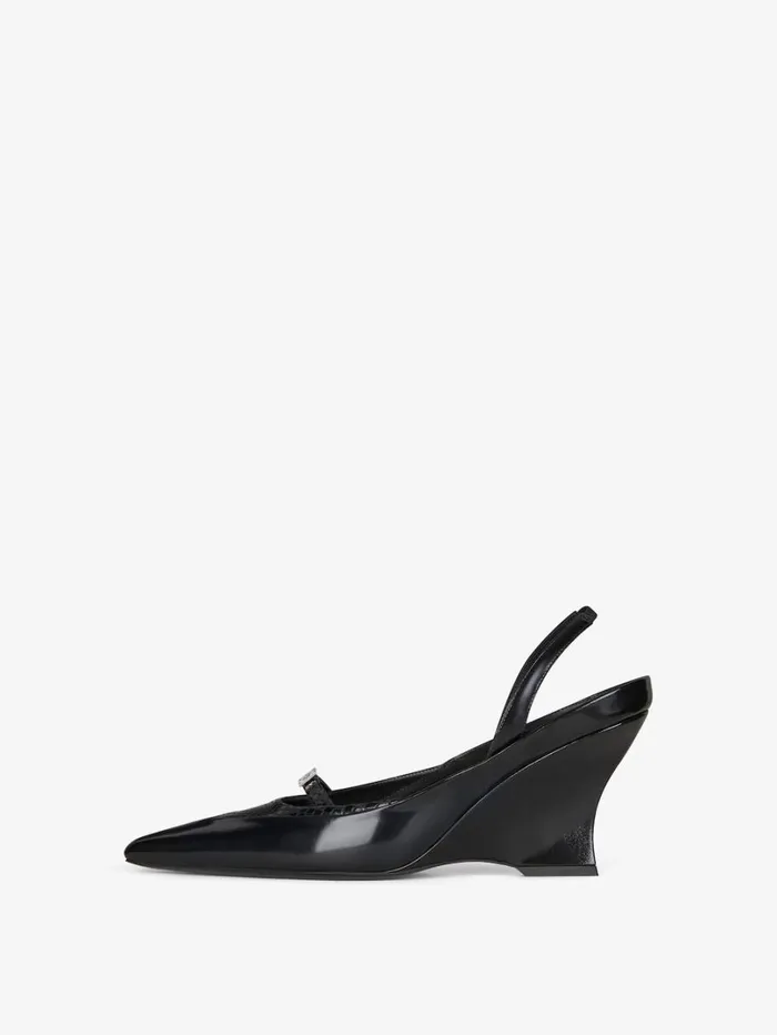Givenchy Raven Slingbacks In Leather And Ayers Black Women Heels Givenchy Raven Slingbacks In Leather And Ayers Black Women Heels