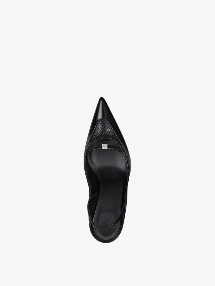 Givenchy Raven Slingbacks In Leather And Ayers Black Women Heels Givenchy Raven Slingbacks In Leather And Ayers Black Women Heels