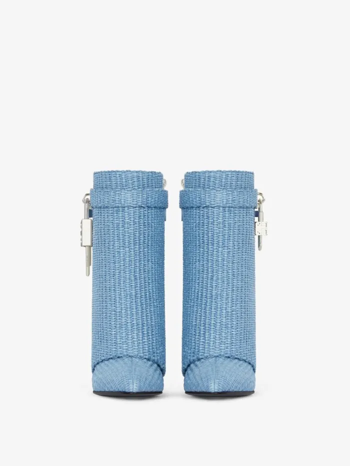 Givenchy Shark Lock Ankle Boots In Raffia Denim Blue Women Shark Lock Givenchy Shark Lock Ankle Boots In Raffia Denim Blue Women Shark Lock