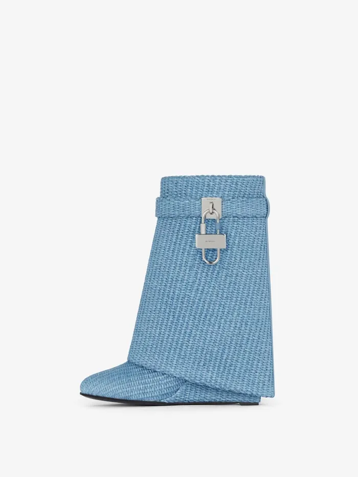 Givenchy Shark Lock Ankle Boots In Raffia Denim Blue Women Shark Lock Givenchy Shark Lock Ankle Boots In Raffia Denim Blue Women Shark Lock