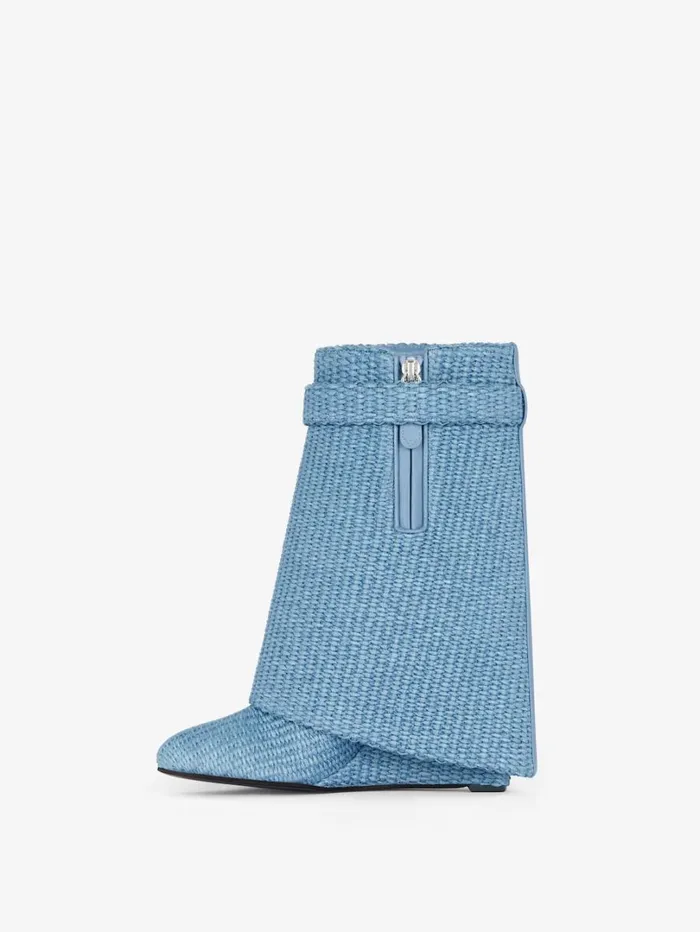 Givenchy Shark Lock Ankle Boots In Raffia Denim Blue Women Shark Lock Givenchy Shark Lock Ankle Boots In Raffia Denim Blue Women Shark Lock