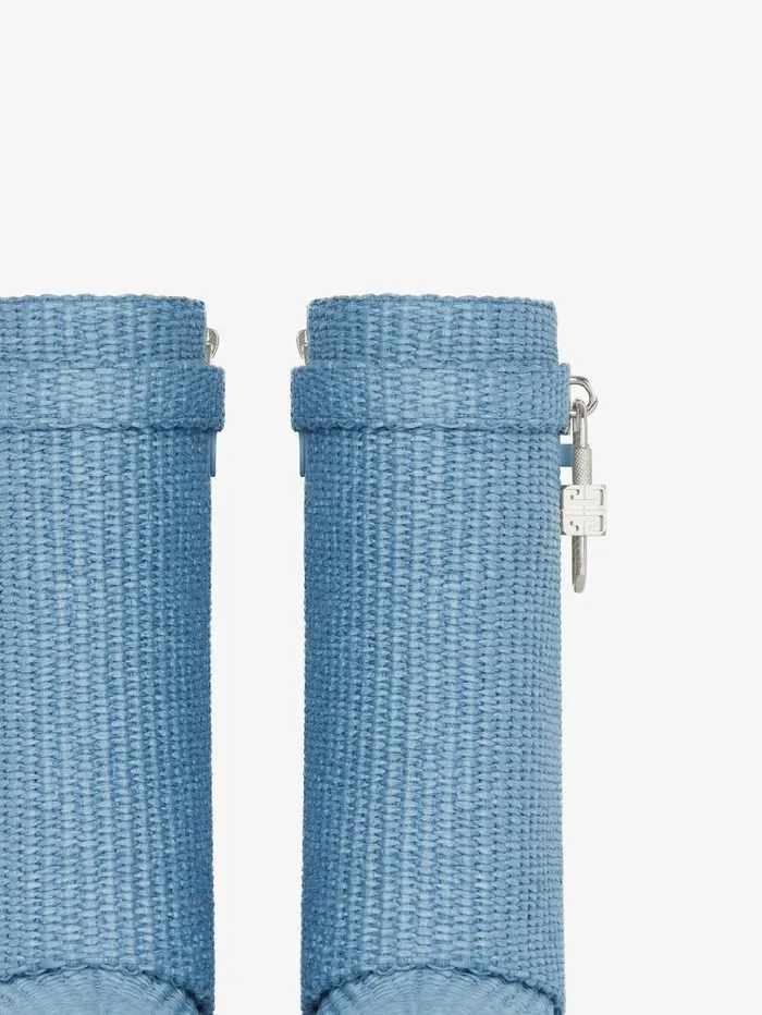 Givenchy Shark Lock Ankle Boots In Raffia Denim Blue Women Shark Lock Givenchy Shark Lock Ankle Boots In Raffia Denim Blue Women Shark Lock