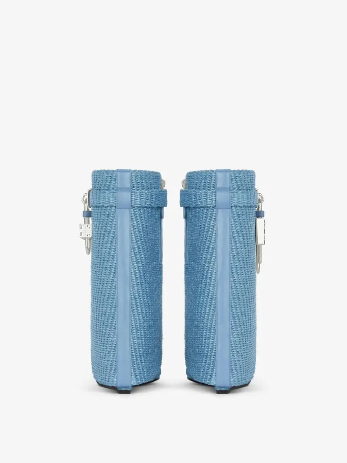 Givenchy Shark Lock Ankle Boots In Raffia Denim Blue Women Shark Lock Givenchy Shark Lock Ankle Boots In Raffia Denim Blue Women Shark Lock