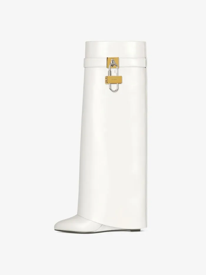 Givenchy Shark Lock Boots In Leather Ivory Women Shark Lock Givenchy Shark Lock Boots In Leather Ivory Women Shark Lock