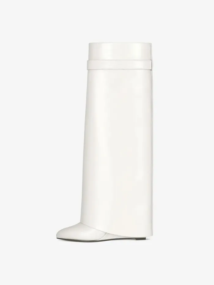 Givenchy Shark Lock Boots In Leather Ivory Women Shark Lock Givenchy Shark Lock Boots In Leather Ivory Women Shark Lock