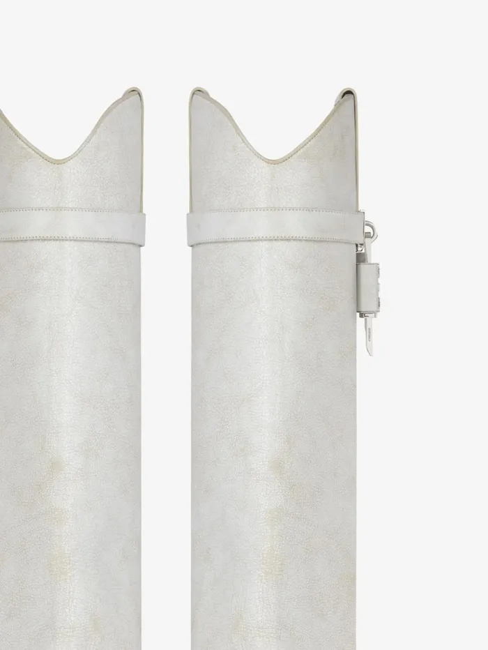 Givenchy Shark Lock Cowboy Boots In Aged Leather Ivory Women Shark Lock Givenchy Shark Lock Cowboy Boots In Aged Leather Ivory Women Shark Lock