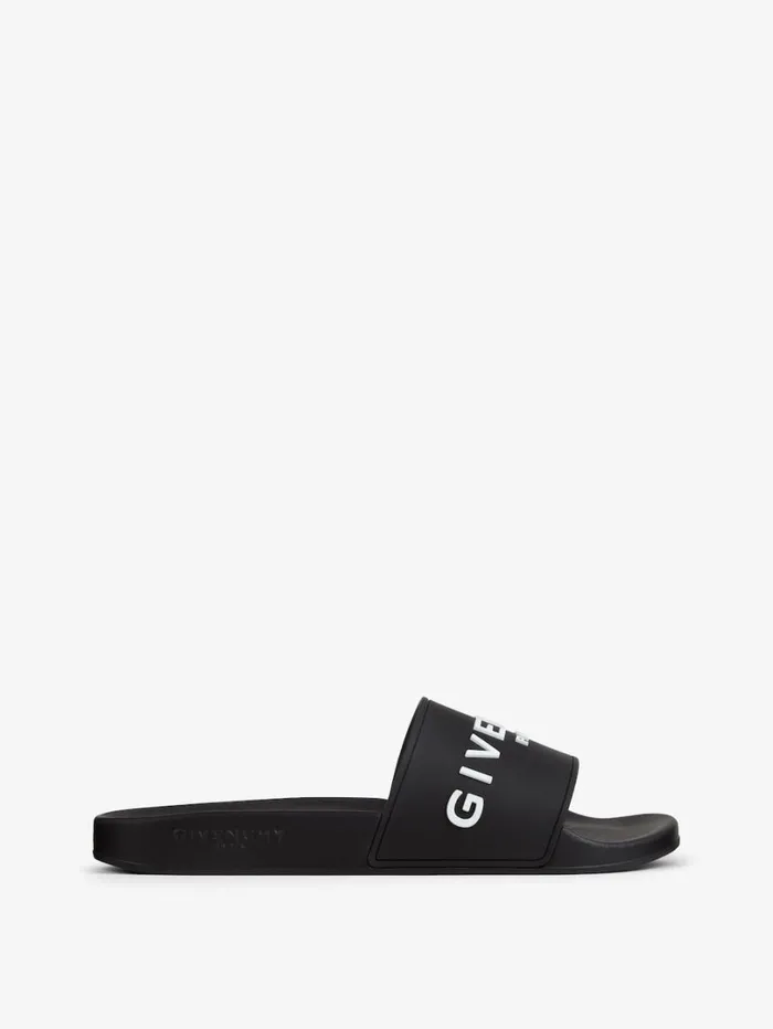 Givenchy Slide Flat Sandals In Rubber Black Men Slides and Sandals