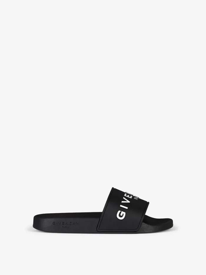 Givenchy Slide Flat Sandals In Rubber Black Women Slides and Sandals
