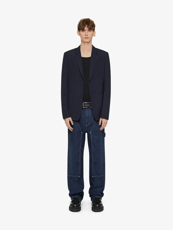 Givenchy Slim Fit Jacket In Wool With 4G Detail Navy Men Coats and Jackets