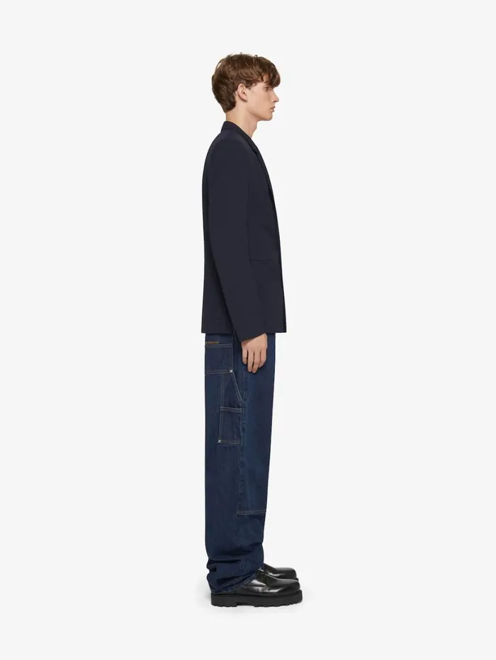 Givenchy Slim Fit Jacket In Wool With 4G Detail Navy Men Coats and Jackets