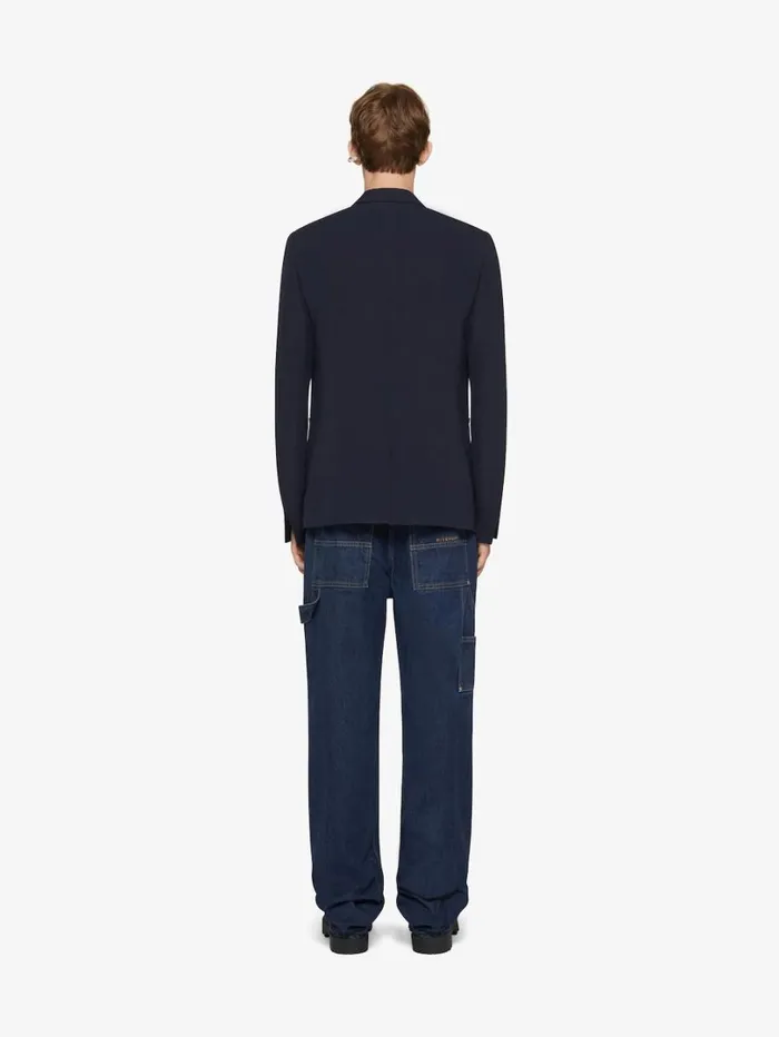 Givenchy Slim Fit Jacket In Wool With 4G Detail Navy Men Coats and Jackets