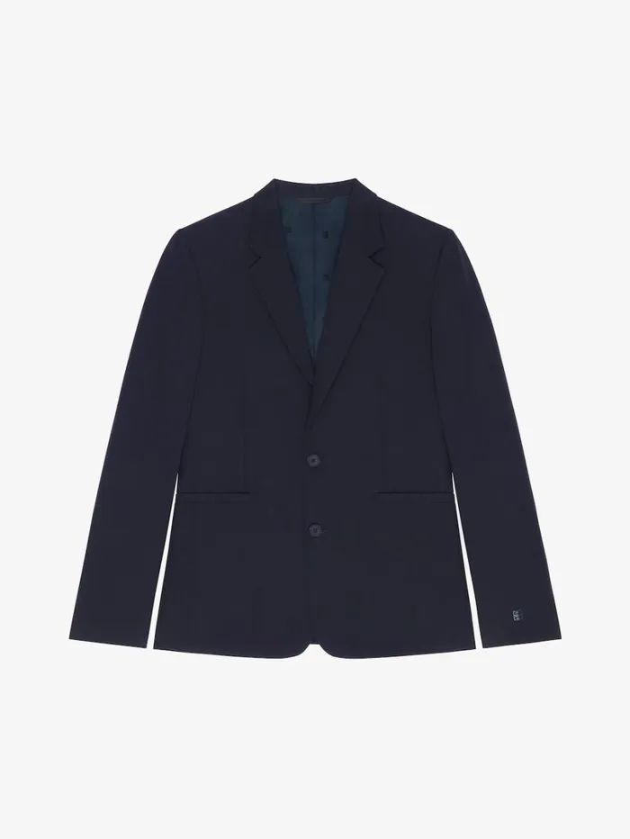 Givenchy Slim Fit Jacket In Wool With 4G Detail Navy Men Coats and Jackets