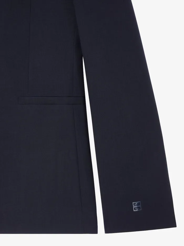 Givenchy Slim Fit Jacket In Wool With 4G Detail Navy Men Coats and Jackets