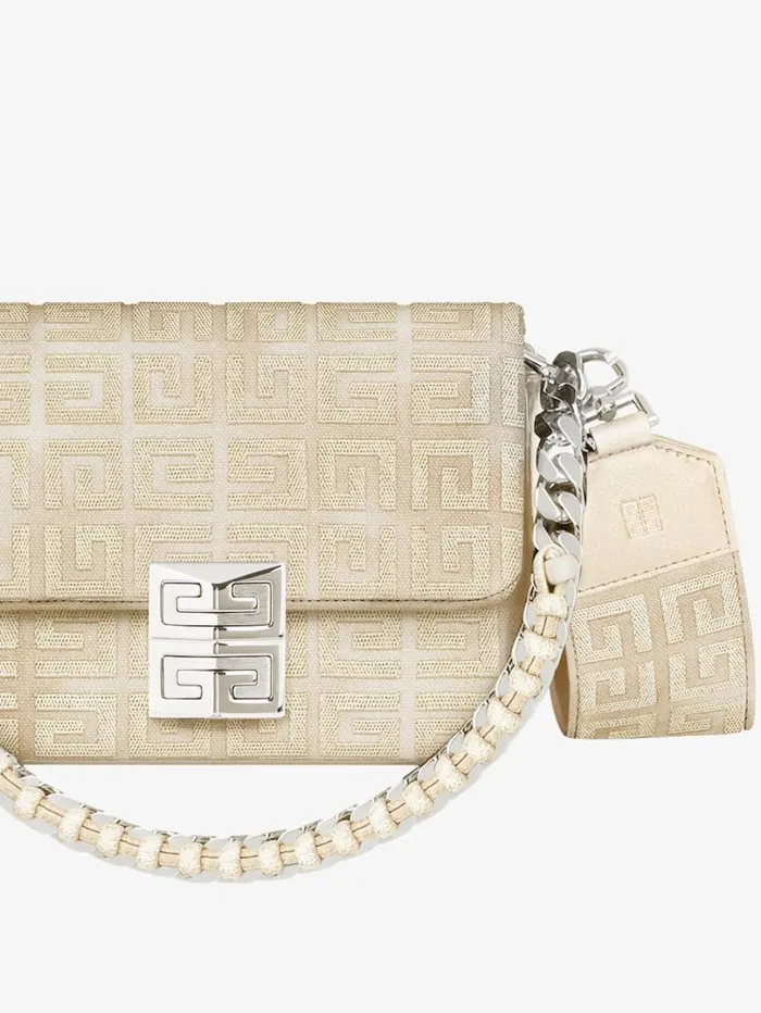 Givenchy Small 4G Bag In Lurex Embroidery With Chain Dusty Golden Women Crossbody Bags Givenchy Small 4G Bag In Lurex Embroidery With Chain Dusty Golden Women Crossbody Bags