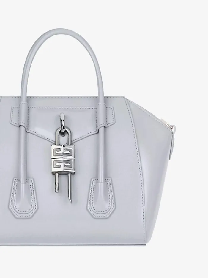 Givenchy Small Antigona Lock Bag In Box Leather Light Grey Women Antigona Givenchy Small Antigona Lock Bag In Box Leather Light Grey Women Antigona