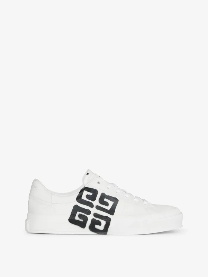 Givenchy Sneakers City Sport In Leather With Tag Effect 4G Print Whiteblack Men Sneakers