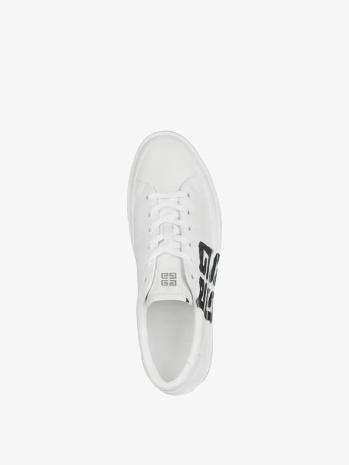 Givenchy Sneakers City Sport In Leather With Tag Effect 4G Print Whiteblack Men Sneakers Givenchy Sneakers City Sport In Leather With Tag Effect 4G Print Whiteblack Men Sneakers