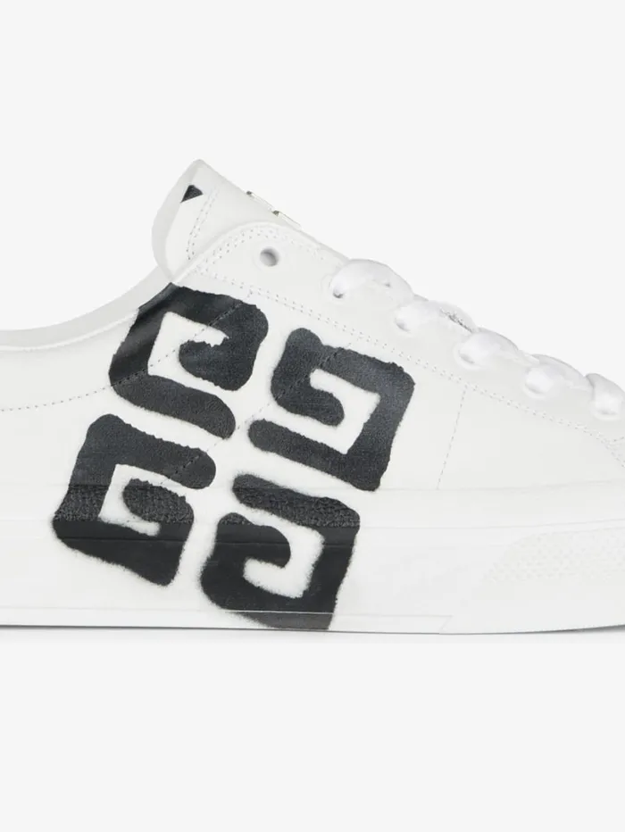 Givenchy Sneakers City Sport In Leather With Tag Effect 4G Print Whiteblack Men Sneakers Givenchy Sneakers City Sport In Leather With Tag Effect 4G Print Whiteblack Men Sneakers