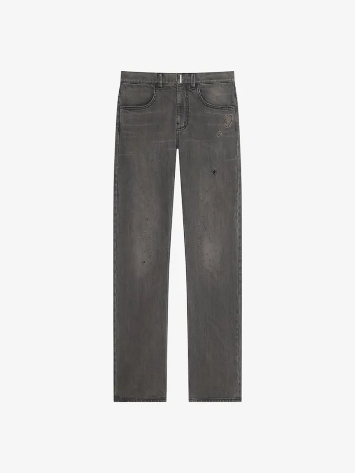Givenchy Straight Fit Jeans In Vintage Destroyed Denim Black Men Pants and Shorts Givenchy Straight Fit Jeans In Vintage Destroyed Denim Black Men Pants and Shorts