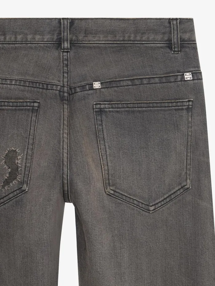 Givenchy Straight Fit Jeans In Vintage Destroyed Denim Black Men Pants and Shorts Givenchy Straight Fit Jeans In Vintage Destroyed Denim Black Men Pants and Shorts