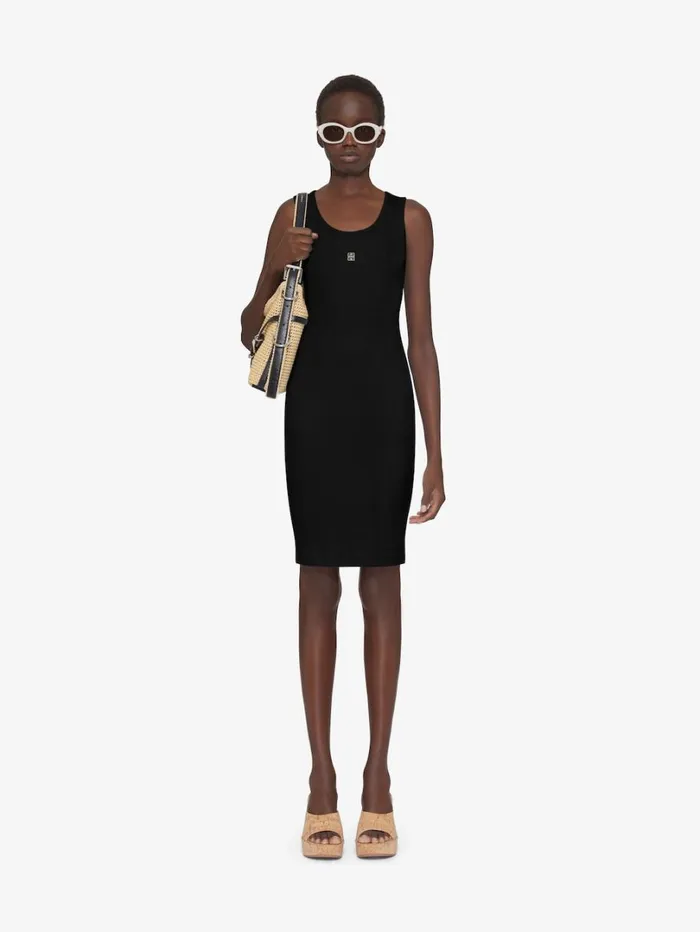 Givenchy Tank Dress In Cotton With 4G Detail Black Women Dresses