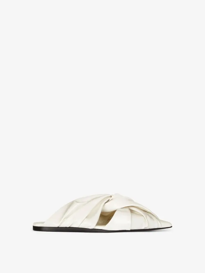 Givenchy Twist Flat Mules In Latex Ivory Women Slides and Sandals