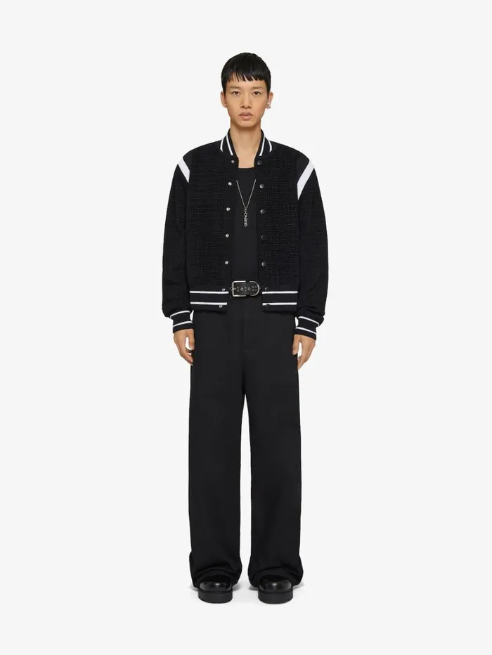 Givenchy Varsity Jacket In 4G Knit With Velvet Effect Black Men Outerwear and Blousons Givenchy Varsity Jacket In 4G Knit With Velvet Effect Black Men Outerwear and Blousons