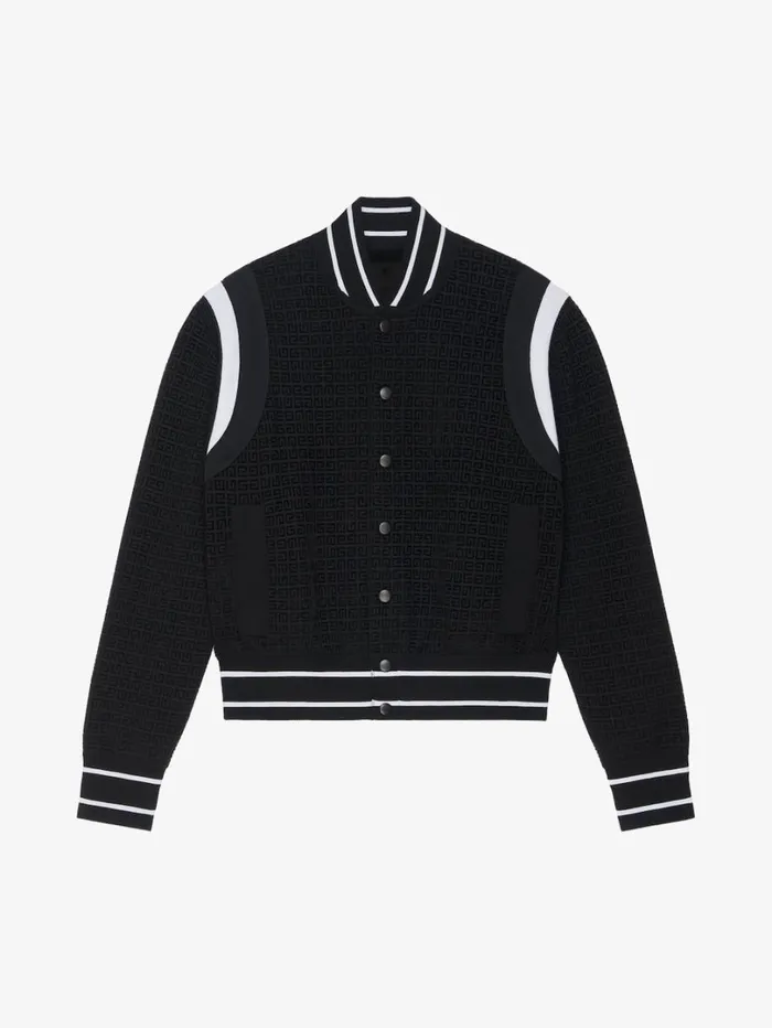 Givenchy Varsity Jacket In 4G Knit With Velvet Effect Black Men Outerwear and Blousons