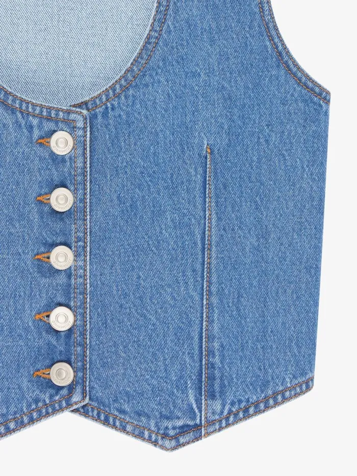 Givenchy Voyou Waistcoat In Denim Deep Blue Women Tops and Shirts