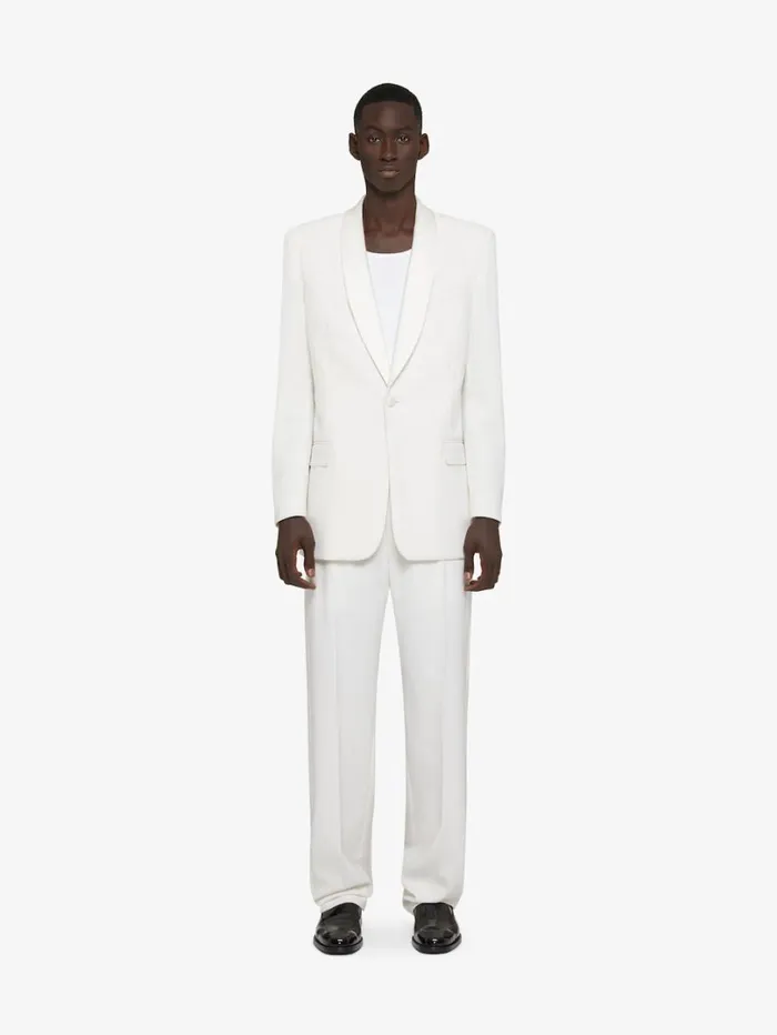 Givenchy Wide Pants In Wool And Mohair With Piping Detail White Men Pants and Shorts Givenchy Wide Pants In Wool And Mohair With Piping Detail White Men Pants and Shorts