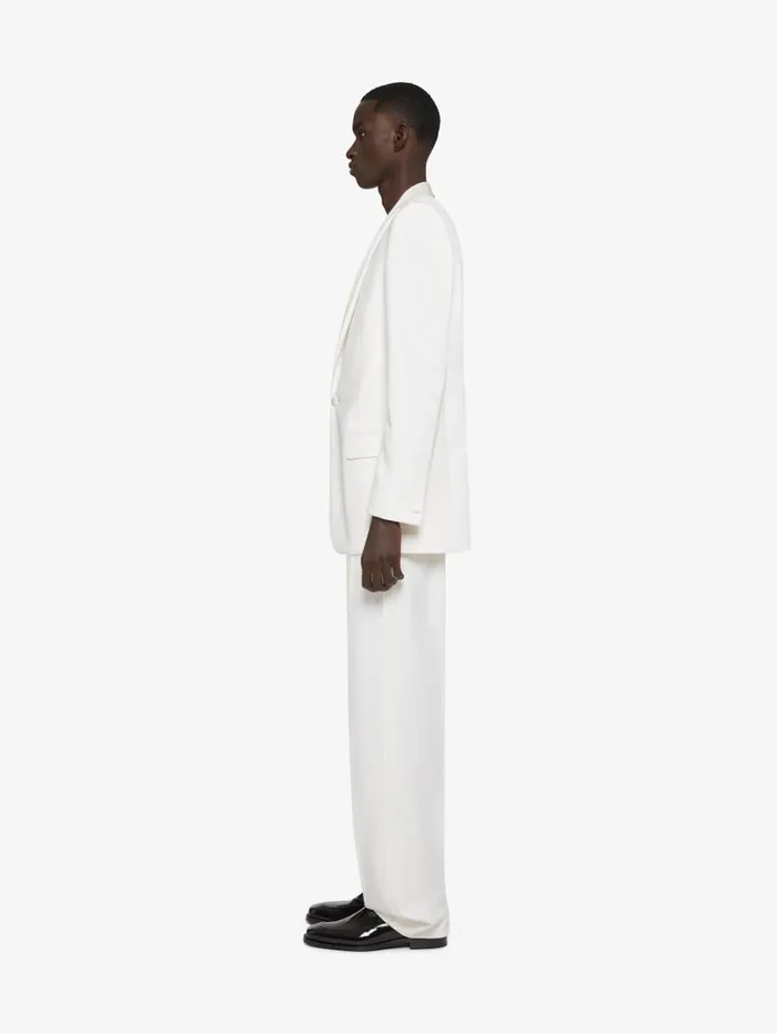 Givenchy Wide Pants In Wool And Mohair With Piping Detail White Men Pants and Shorts