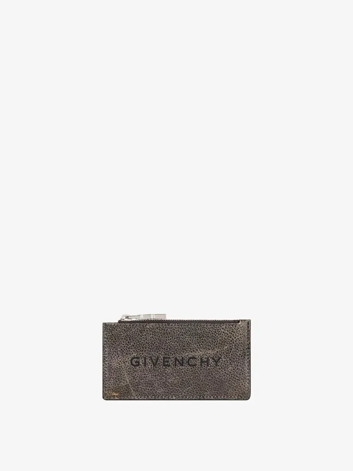 Givenchy Zipped Card Holder In Crackled Leather Blackgrey Men Wallets and Card Holders Givenchy Zipped Card Holder In Crackled Leather Blackgrey Men Wallets and Card Holders