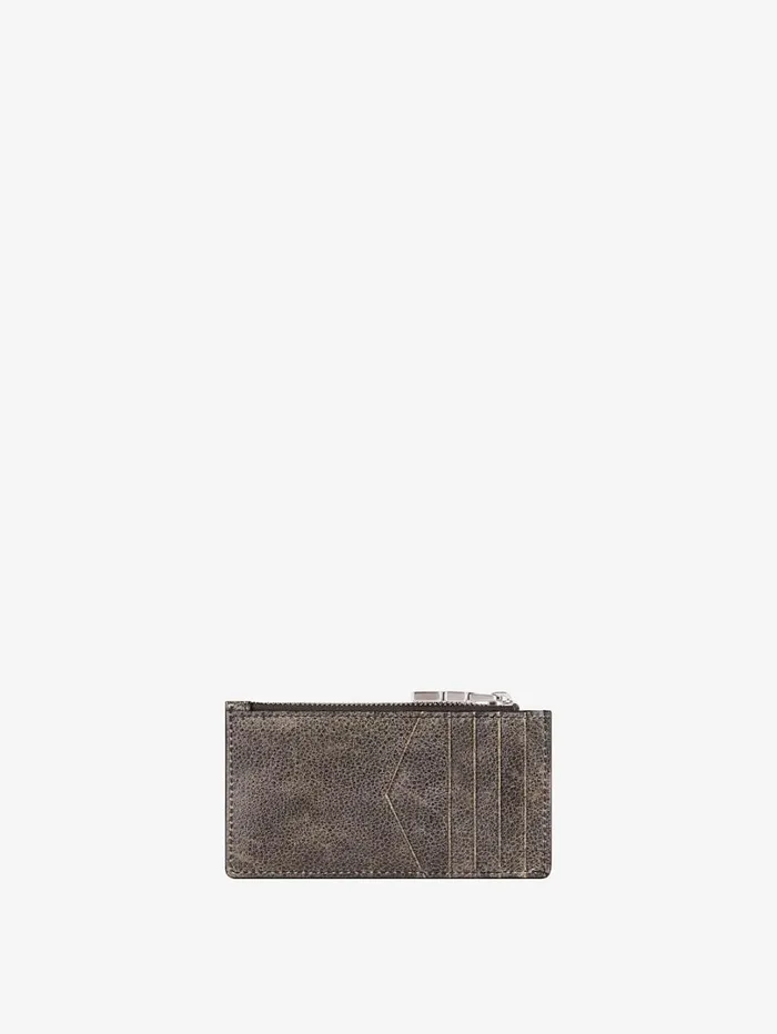 Givenchy Zipped Card Holder In Crackled Leather Blackgrey Men Wallets and Card Holders Givenchy Zipped Card Holder In Crackled Leather Blackgrey Men Wallets and Card Holders