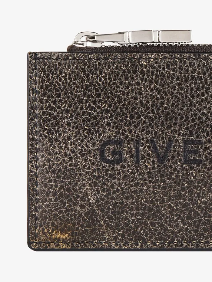 Givenchy Zipped Card Holder In Crackled Leather Blackgrey Men Wallets and Card Holders Givenchy Zipped Card Holder In Crackled Leather Blackgrey Men Wallets and Card Holders