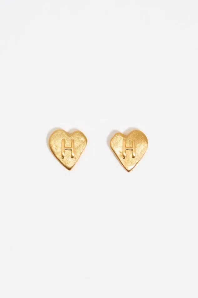 Gold Heart Letter H Earrings Gold Women Bimba Y Lola Alphabet