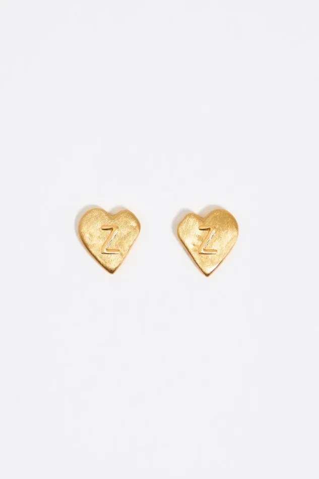 Gold Heart Letter Z Earrings Gold Women Bimba Y Lola Alphabet