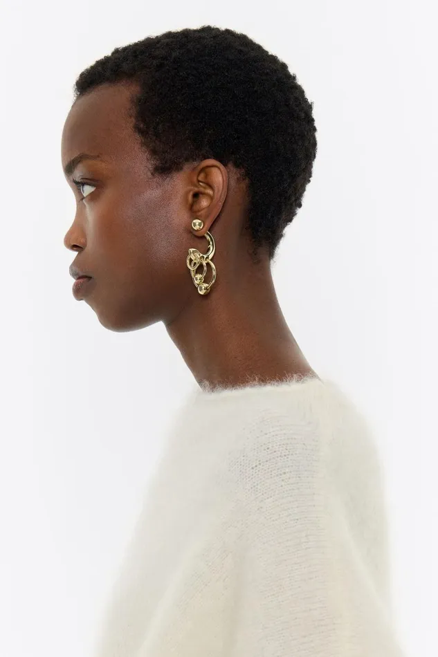 Gold Hoop Earring With Rings Gold Women Bimba Y Lola Jewelry Gold Hoop Earring With Rings Gold Women Bimba Y Lola Jewelry