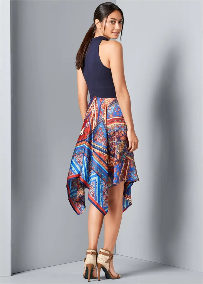 HANDKERCHIEF HEM DRESS Navy Multi Women VENUS Sundresses