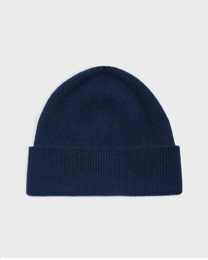 Hats Scarves Men Theory Camden Beanie In Ribbed Cashmere Baltic