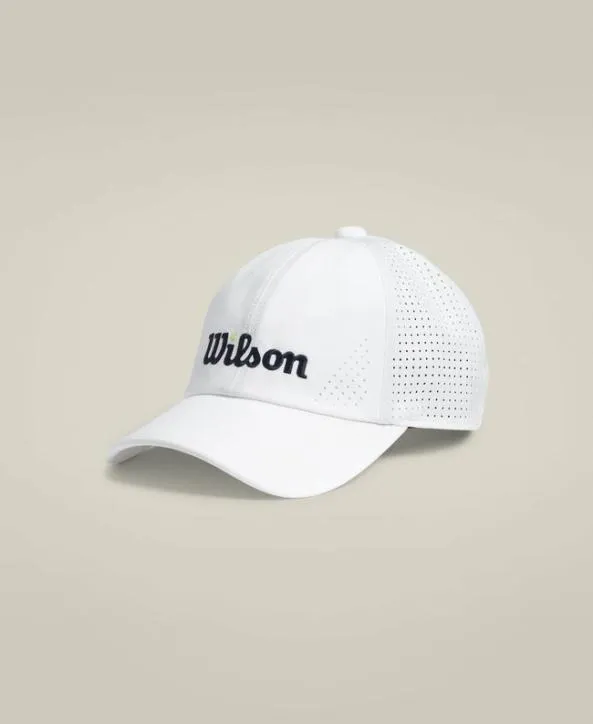 Hats Women Wilson LaserCut Performance Cap Bright White Tennis Ball Yellow