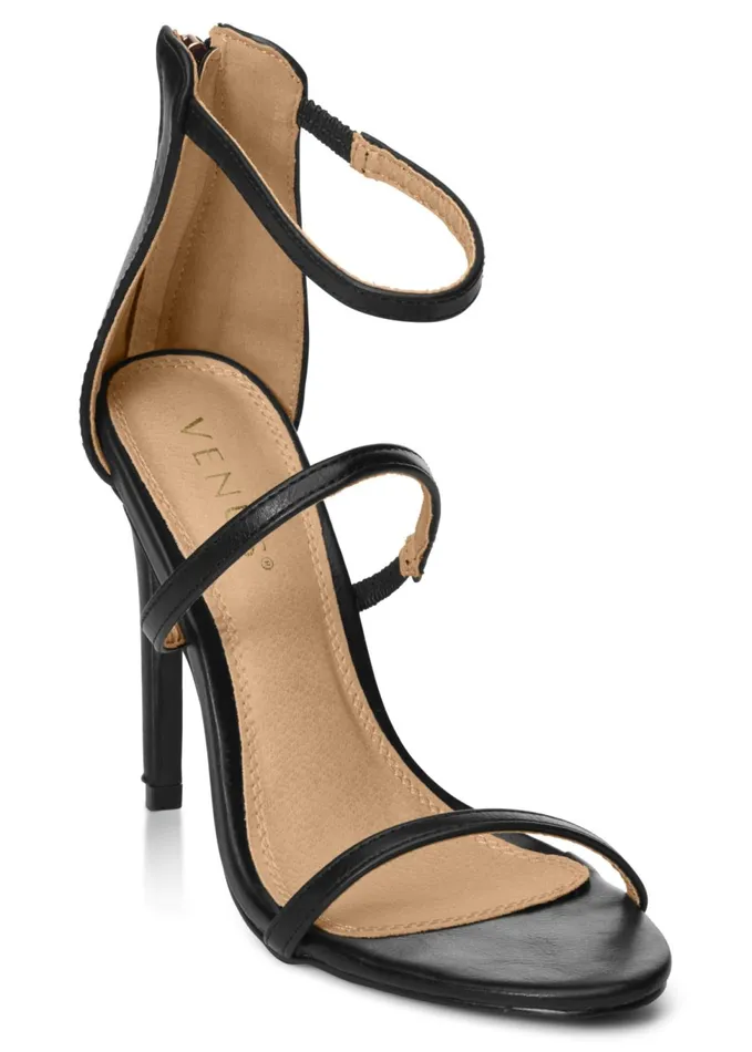 HIGH HEEL STRAPPY SANDALS Black Women VENUS Sandals and Wedges