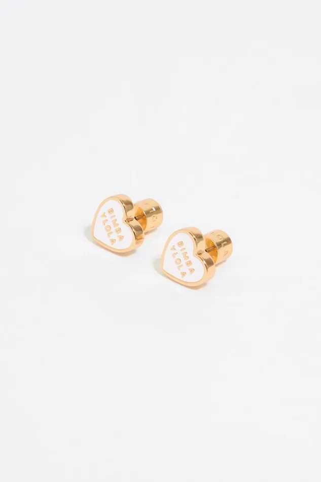 Ivory Heart Logo Earrings Ivory Women Bimba Y Lola Earrings Ivory Heart Logo Earrings Ivory Women Bimba Y Lola Earrings