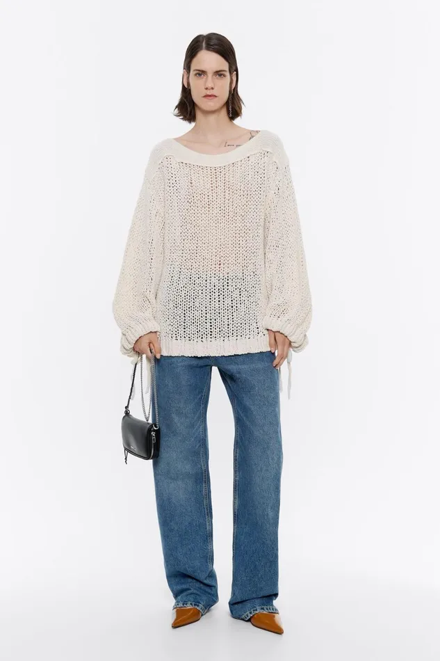 Ivory Oversize Openknit Sweater Ivory Women Bimba Y Lola Knitwear