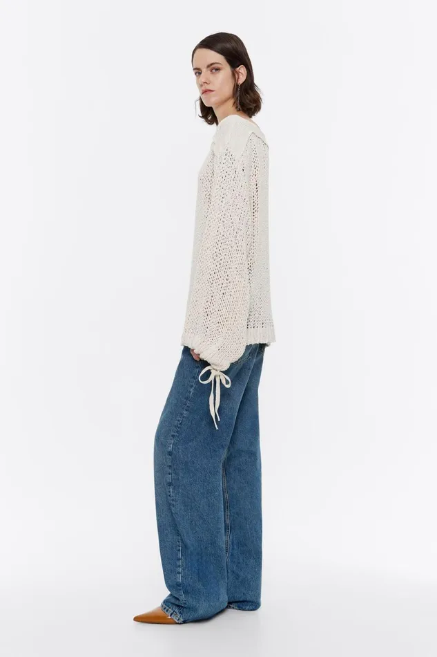 Ivory Oversize Openknit Sweater Ivory Women Bimba Y Lola Knitwear Ivory Oversize Openknit Sweater Ivory Women Bimba Y Lola Knitwear