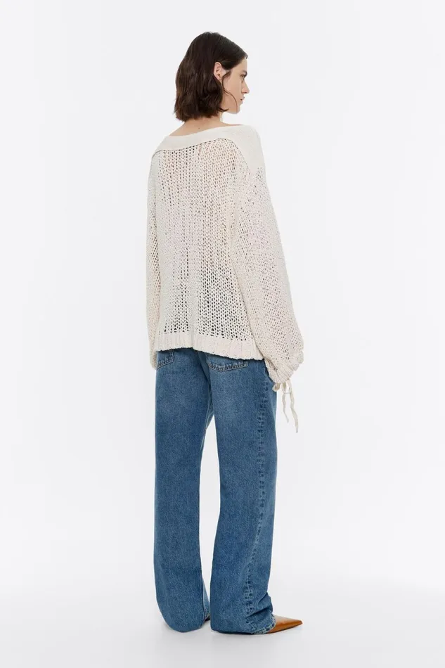 Ivory Oversize Openknit Sweater Ivory Women Bimba Y Lola Knitwear Ivory Oversize Openknit Sweater Ivory Women Bimba Y Lola Knitwear