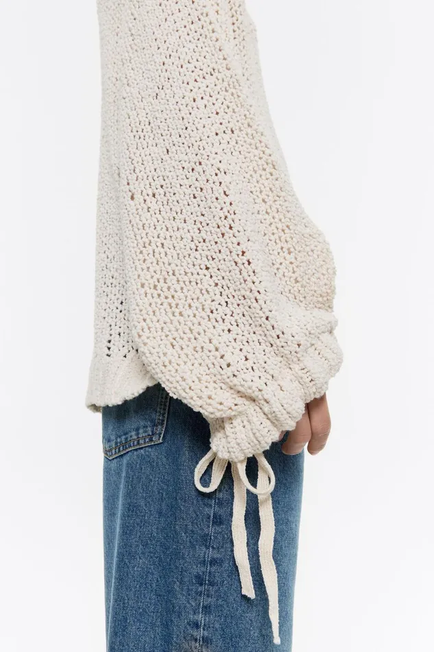 Ivory Oversize Openknit Sweater Ivory Women Bimba Y Lola Knitwear Ivory Oversize Openknit Sweater Ivory Women Bimba Y Lola Knitwear