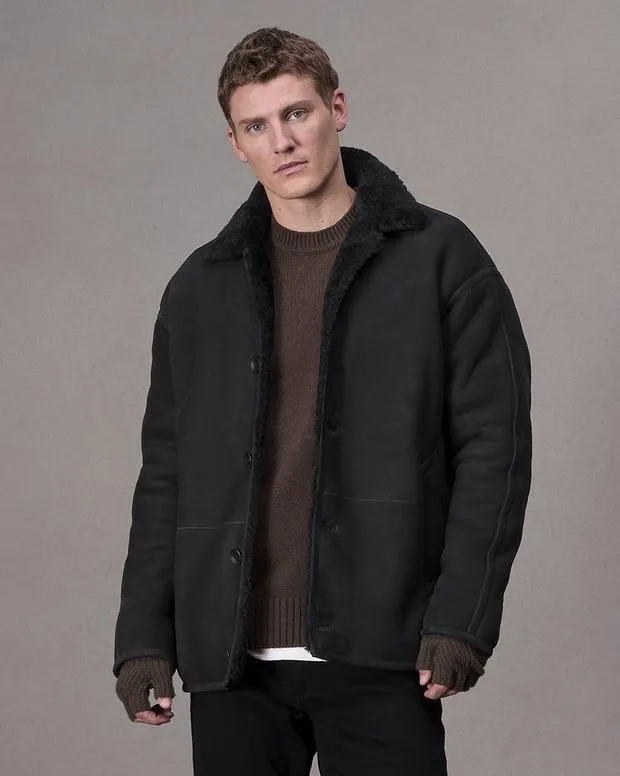 Jackets and Coats Men Rag and Bone Henderson Shearling Jacket Black