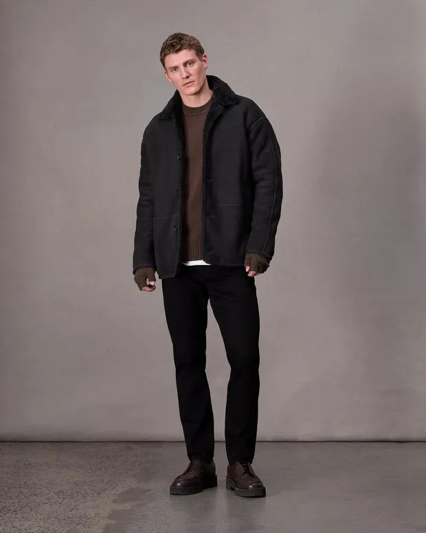 Jackets and Coats Men Rag and Bone Henderson Shearling Jacket Black
